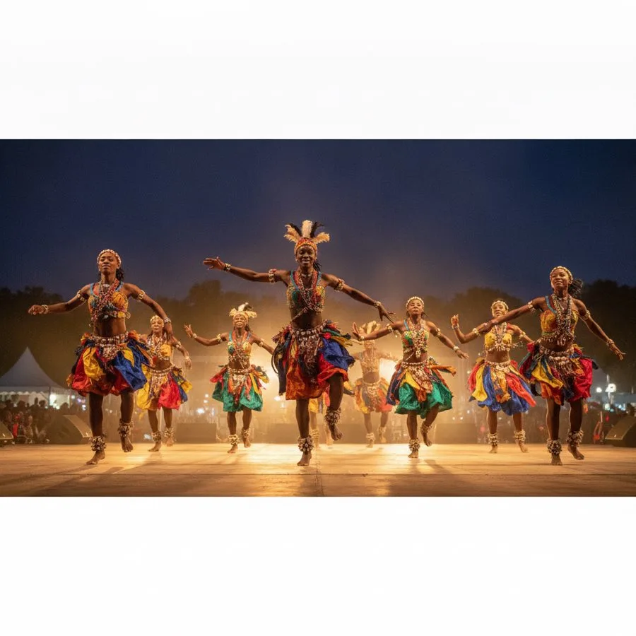 Troupe de danseurs en représentation