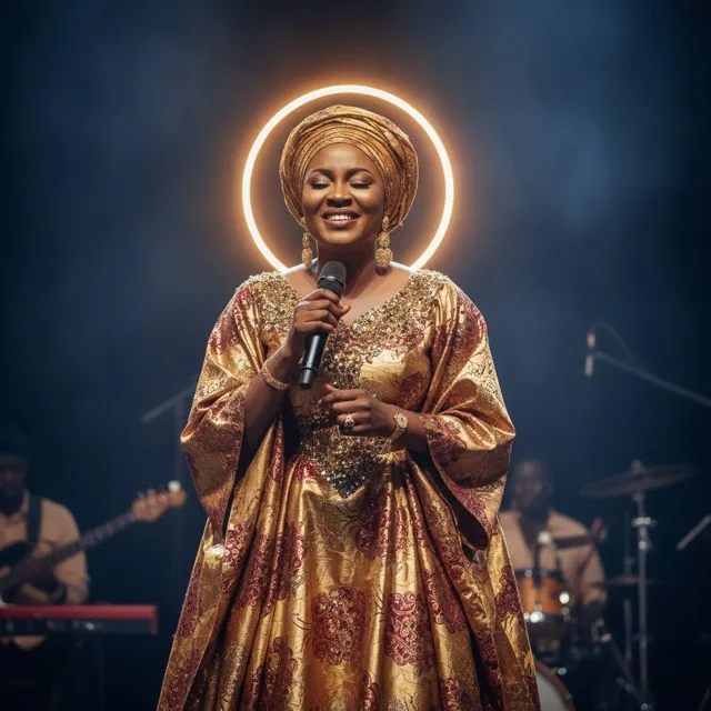 Chanteuse au micro sur scène